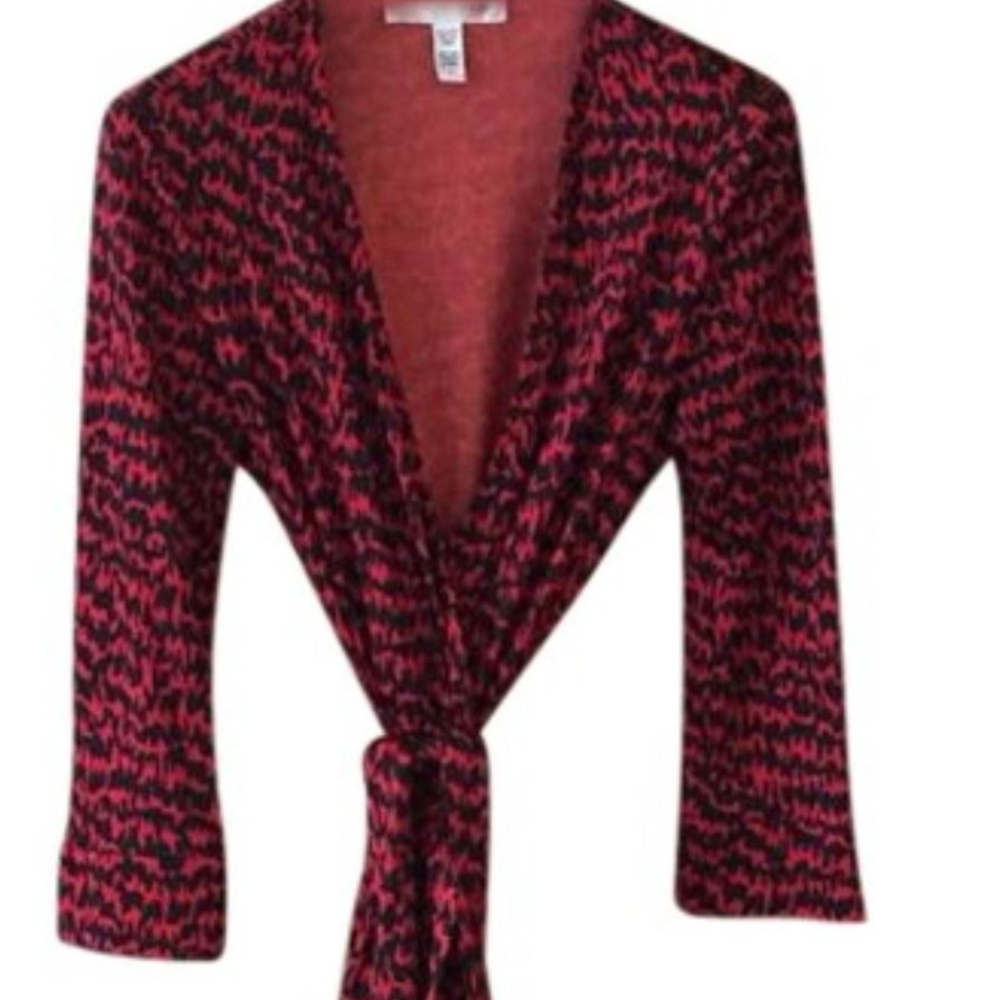 DVF Red/Black In Classic Design Work/Office Dress